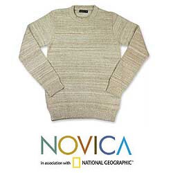 Men's Cotton 'Beige Crew' Sweater (Guatemala)