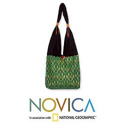 Cotton 'Thai Emerald' Sling Tote Bag (Thailand)