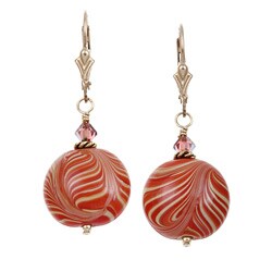 Charming Life Goldfill Art Glass Coral Swirl Earrings