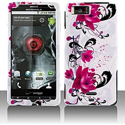 Motorola Droid X MB810 Red Flower Snap-on Protective Case Cover