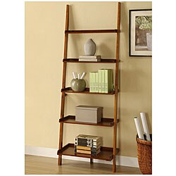 Mahogany Five-tier Leaning Ladder Shelf