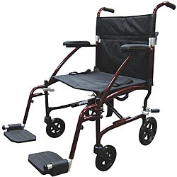 Drive Fly Lite Burgundy 19-inch Ultra Lightweight Transport Wheelchair