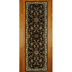 Indo Hand-Tufted Brown/ Ivory Wool Rug (2'6 x 8')