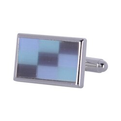 Silvertone Fiber Optic Glass Pastel Cuff Links