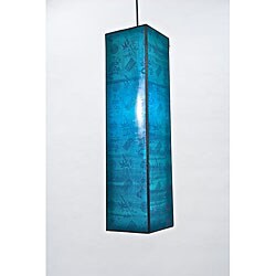 Silk Aqua Blue Rectangular Hanging Lamp (Vietnam)