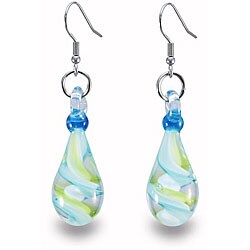 Stainless Steel Blue and Green Glass Earrings