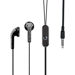 Luxury Blackberry Curve 8300/ 8520/ 8530/ 8900 Black Rhinestone Diamante Handsfree Earphone/ Earpiece