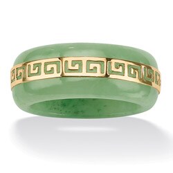 Angelina D'Andrea 14K Gold Jade Greek Key Ring