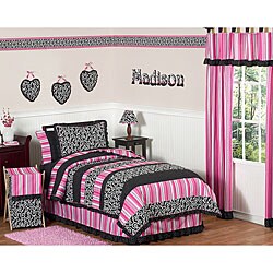 JoJo Designs Pink/ Black 4-piece Twin-size Comforter Set