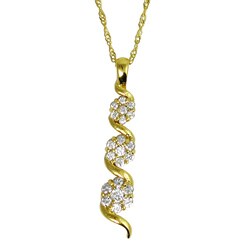 14k Gold Overlay Cubic Zirconia Cluster Necklace