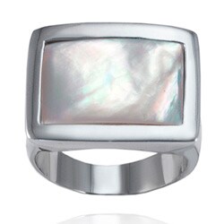 Stainless Steel Mother Of Pearl Square Ring