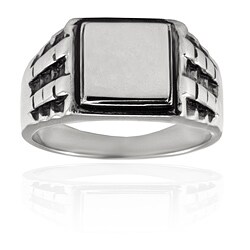 Stainless Steel Black Textured Ring