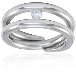 Stainless Steel Floating Cubic Zirconia Ring