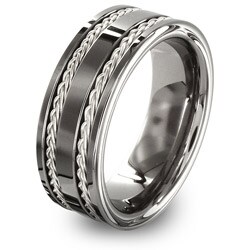 Men's Tungsten Carbide and Sterling Silver Inlay Band