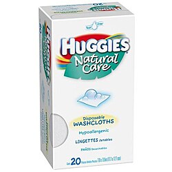 Huggies Natural Care Disposable 20 ct Hypoallergenic Washcloths (Pack of 4)