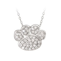 Icz Stonez Sterling Silver Cubic Zirconia Paw Print Necklace