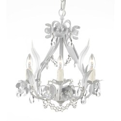 Mini 4-light White Floral Crystal Chandelier