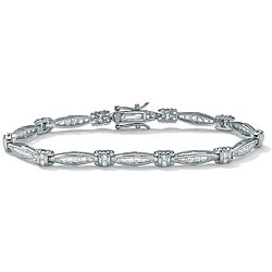 Ultimate CZ Platinum over Sterling Silver Clear Cubic Zirconia Link Bracelet