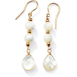 Angelina D'Andrea 10k Yellow Gold Mother of Pearl and Cubic Zirconia Earrings