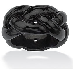 Angelina D' Andrea Solid Black Jade Braided Eternity Band