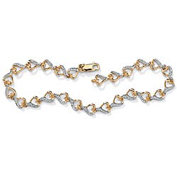 10k Gold Diamond Accent Heart Link Bracelet