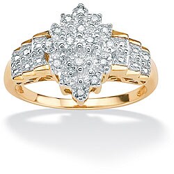 18k Gold over Silver 1/10ct TDW Diamond Cut-out Ring (G-H, I2-I3)
