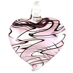 Murano-style Glass Lavender Pink Swirl Heart Pendant