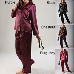 Classic Women's Satin Pajama and Sleep Mask Set 