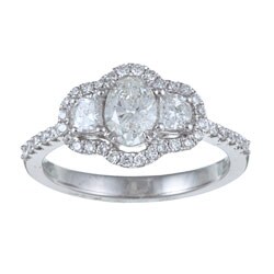 14k White Gold 1ct TDW Diamond 3-stone Ring (G-H, VS2)