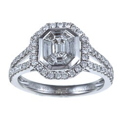 14k White Gold 1ct TDW Mosaic Diamond Split Shank Ring (H-I, SI1)