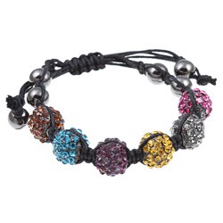 Celestel Gunmetal Multicolor Crystal Beaded Black Macrame Bracelet