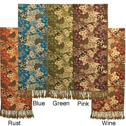Cotton and Acrylic Flower-print Pashmina-style Shawl (China)