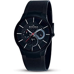 Skagen Men's Black Titanium Multifunction Mesh Watch.