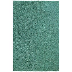 Hand-loomed Aqua Chenille Shag Rug (4' x 6')