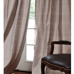 Signature Warm Grey 96-inch Textured Silk Curtain Panel