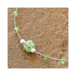 Pearl and Peridot 'Spring Sparkles' Pendant Necklace (Thailand)