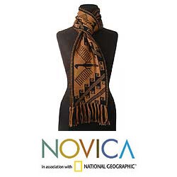 'Night Condor' Reversible Alpaca Wool Scarf (Peru)
