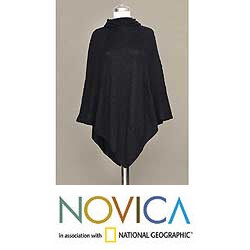 Alpaca Wool 'Eternal Magic' Hooded Poncho (Peru)