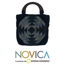 Cotton 'Hypnotic Blue' Tote Handbag (Thailand)