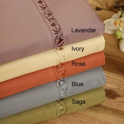 Sateen 350 Thread Count Embroidered Hem 6-piece Sheet Set