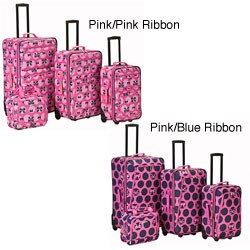 Rockland Designer Polka Dot/ Ribbon Expandable 4-piece Luggage Set
