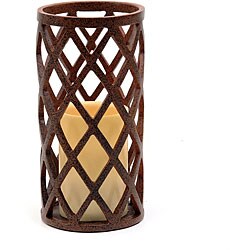 CandleTEK Lattice Wood Finish Flameless Candle