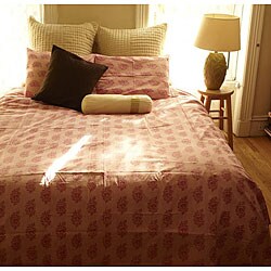 Organic Cotton Elyse Rose and Stripe King-size Duvet Cover (India)