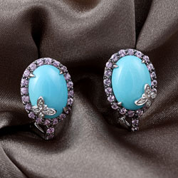Encore by Le Vian 14k Gold Diamond, Sapphire and Turquoise Earrings