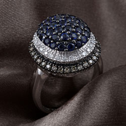 Encore by Le Vian 14k White Gold Sapphire and Diamond Ring