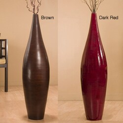 Handcrafted Red Bamboo Floor Vase and Branches
