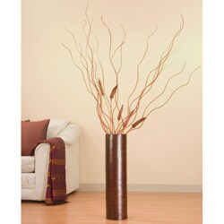 Brown 27-inch Bamboo Cylinder Floor Vase with Botanicals