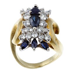 18k Gold 1 1/2ct TDW Diamond and Sapphire Ring (I-J, SI1-SI2)