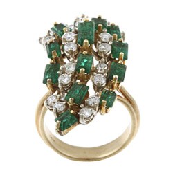 14k Gold 1 3/5ct TDW Diamond and Emerald Estate Ring (I-J, SI1-SI2)