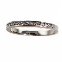 Silvertone Clear Stackable Cubic Zirconia Semi-eternity Band